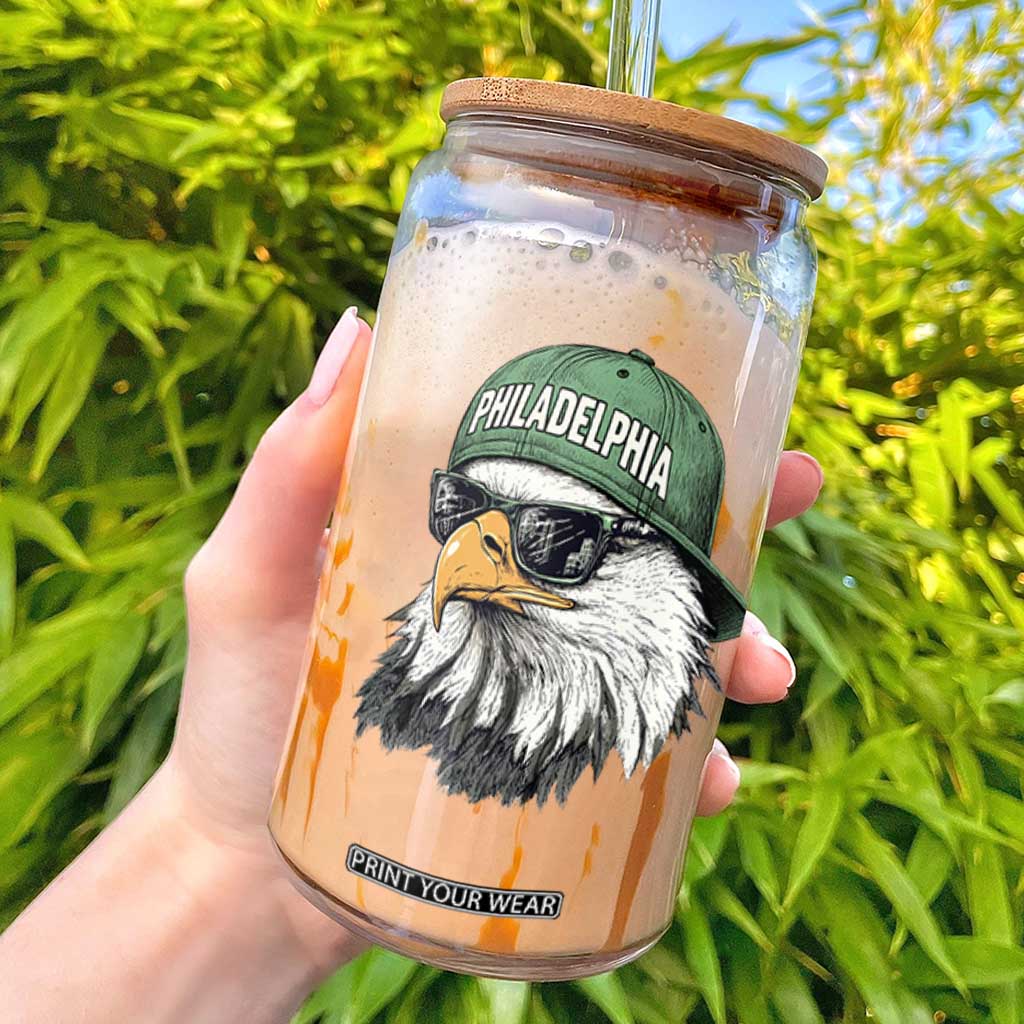 Philadelphia Fan Glass Can Retro Eagle Sports Fan TS10 Black Print Your Wear