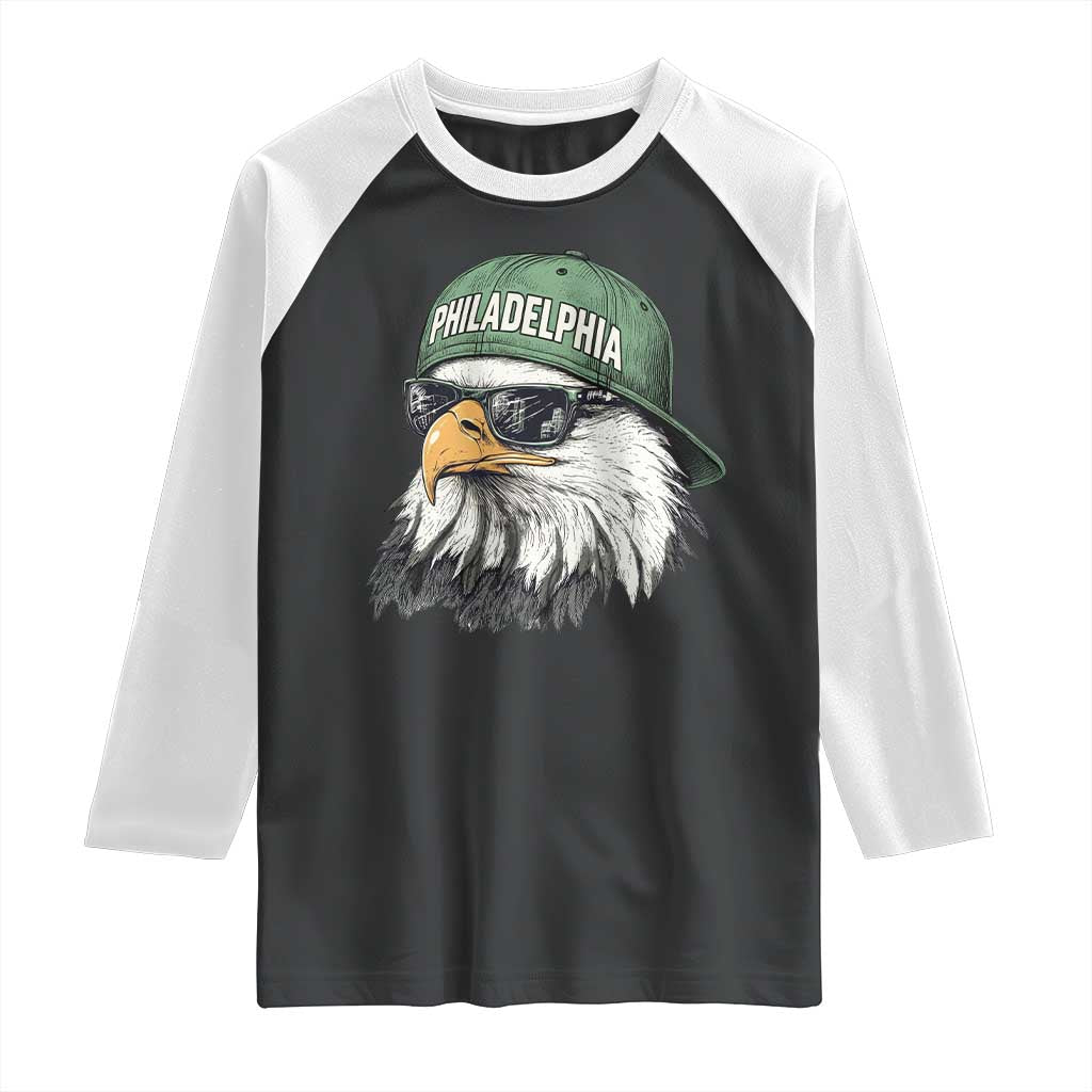 Philadelphia Fan Raglan Shirt Retro Eagle Sports Fan TS10 Black White Print Your Wear