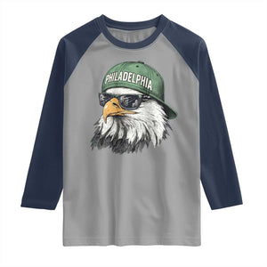 Philadelphia Fan Raglan Shirt Retro Eagle Sports Fan TS10 Sport Gray Navy Print Your Wear