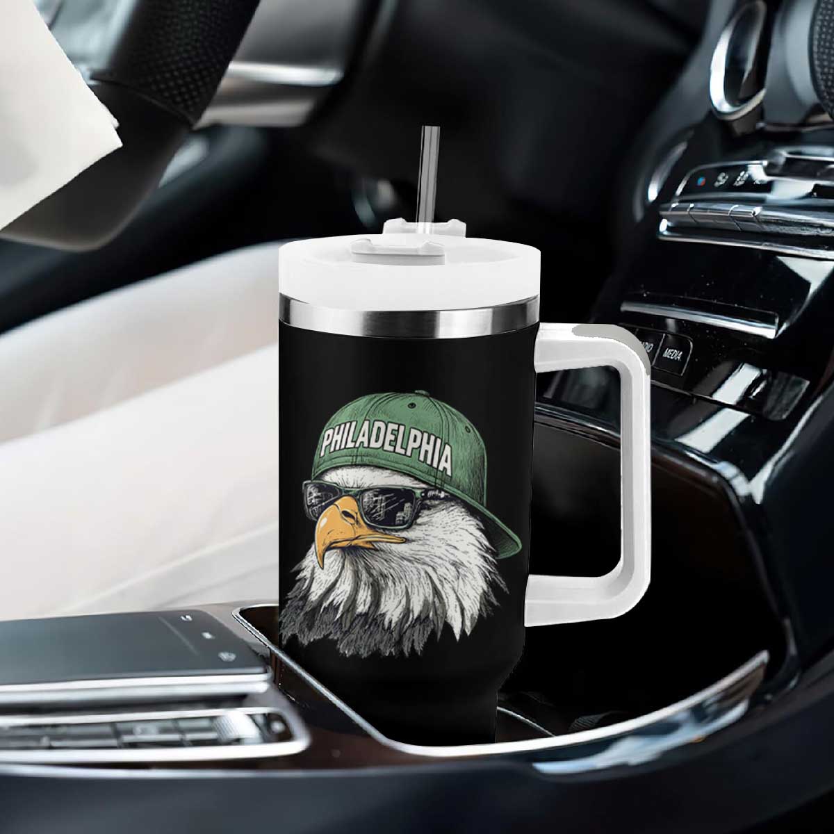 Philadelphia Fan Tumbler With Handle Retro Eagle Sports Fan TS10 Print Your Wear
