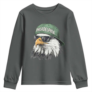 Philadelphia Fan Youth Sweatshirt Retro Eagle Sports Fan TS10 Dark Heather Print Your Wear