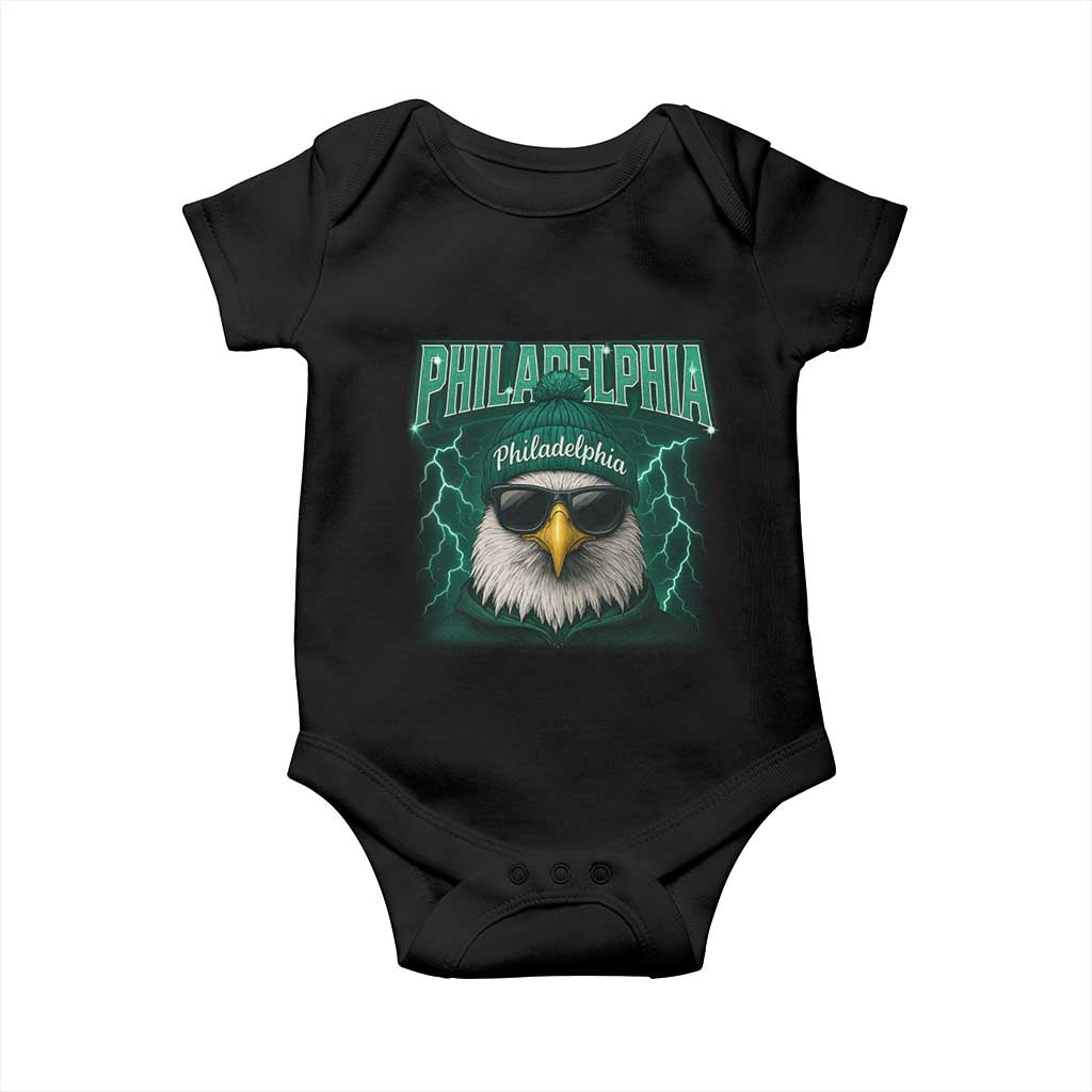 Philadelphia Fan Baby Onesie Retro Eagle Bootleg Sports Fan TS10 Black Print Your Wear