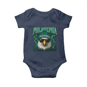 Philadelphia Fan Baby Onesie Retro Eagle Bootleg Sports Fan TS10 Navy Print Your Wear