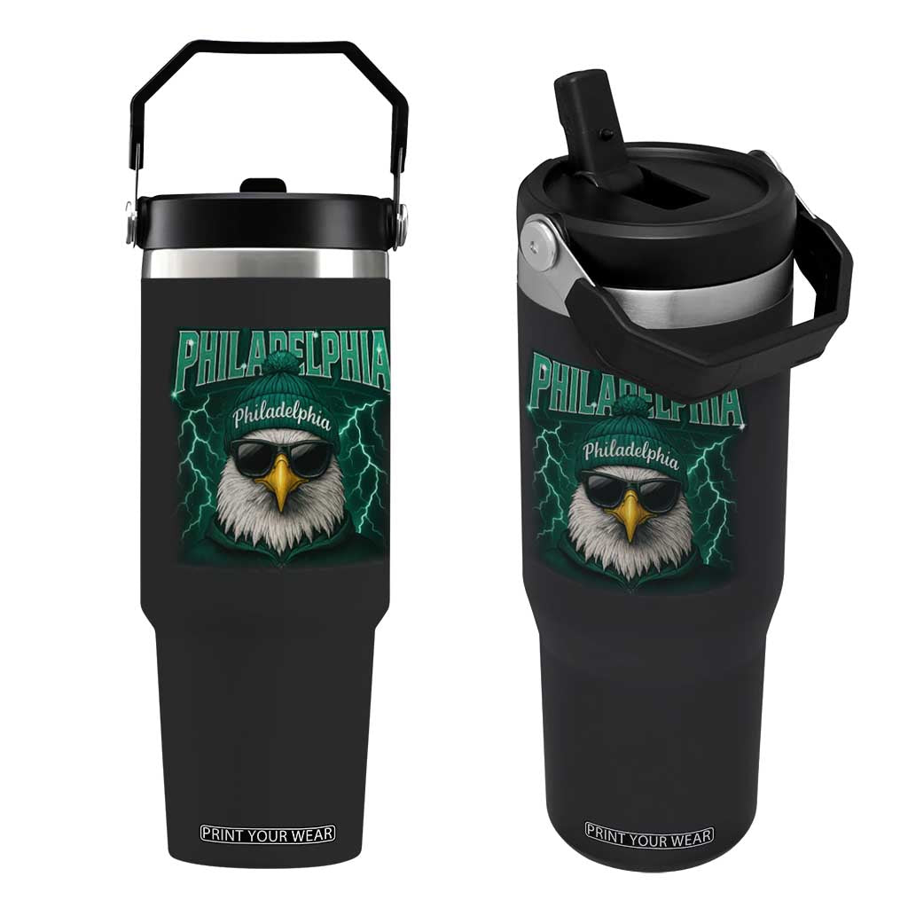 Philadelphia Fan Flip Straw Tumbler Retro Eagle Bootleg Sports Fan TS10 One Size: 30 oz Black Print Your Wear