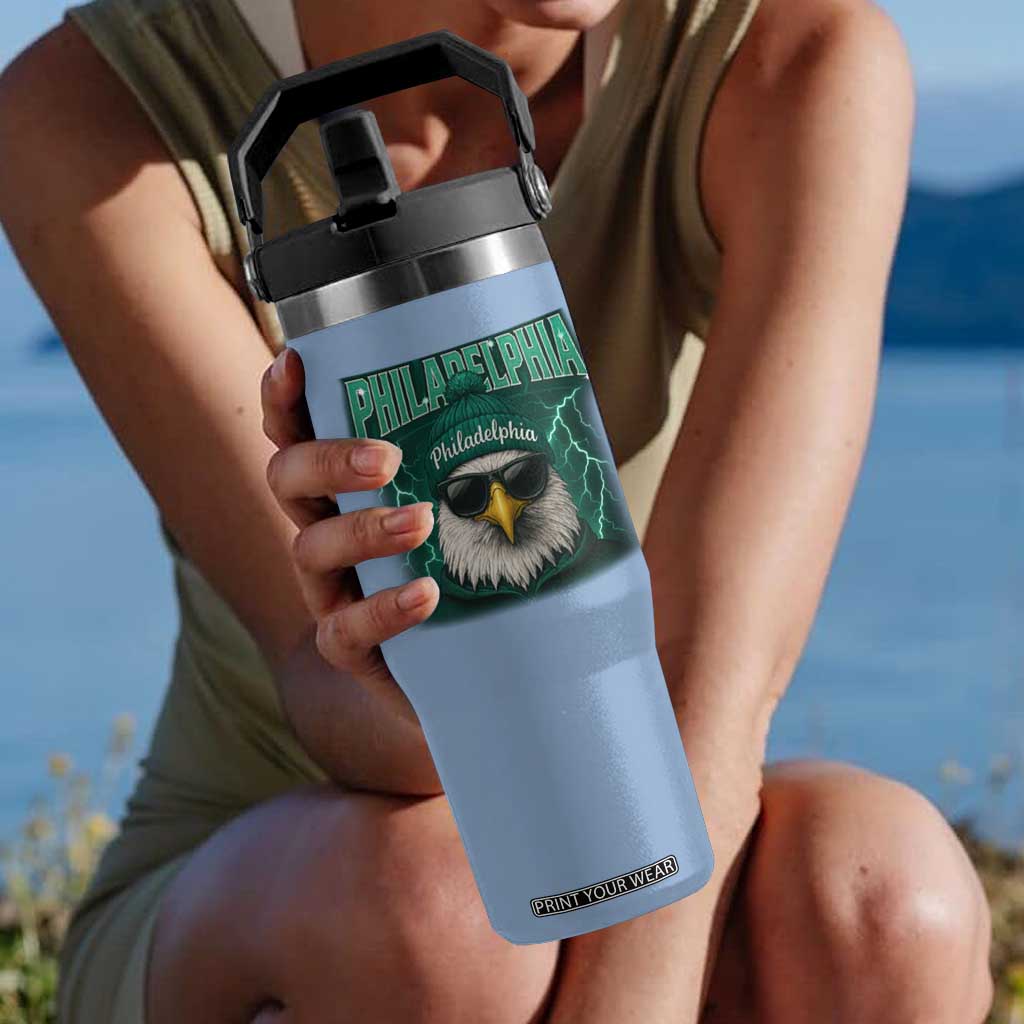 Philadelphia Fan Flip Straw Tumbler Retro Eagle Bootleg Sports Fan TS10 One Size: 30 oz Light Blue Print Your Wear