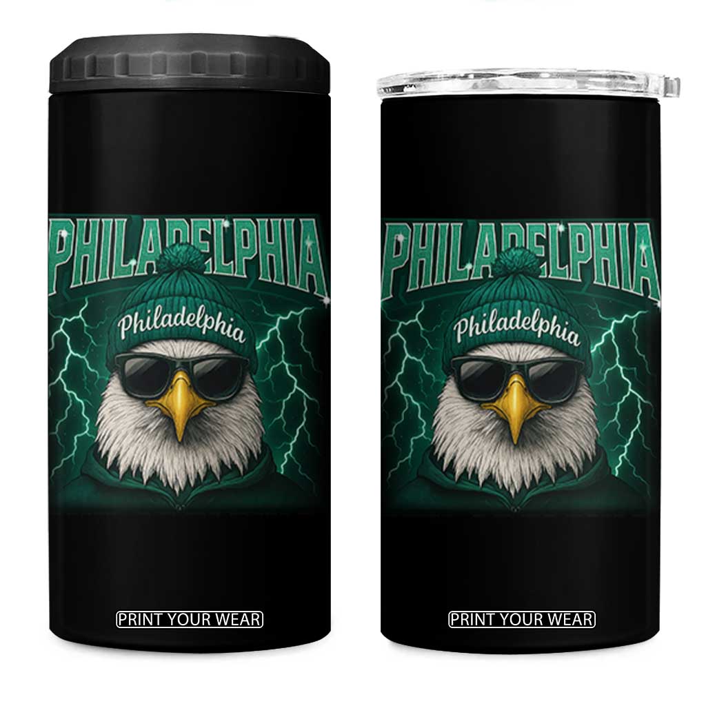 Philadelphia Fan 4 in 1 Can Cooler Tumbler Retro Eagle Bootleg Sports Fan TS10 One Size: 16 oz Black Print Your Wear