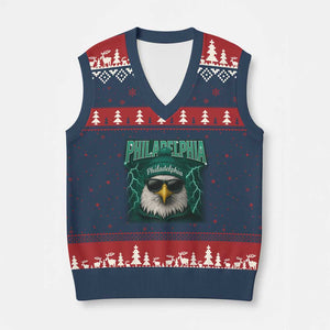 Philadelphia Fan V-Neck Knit Sweater Vest Retro Eagle Bootleg Sports Fan TS10 Navy Red Print Your Wear