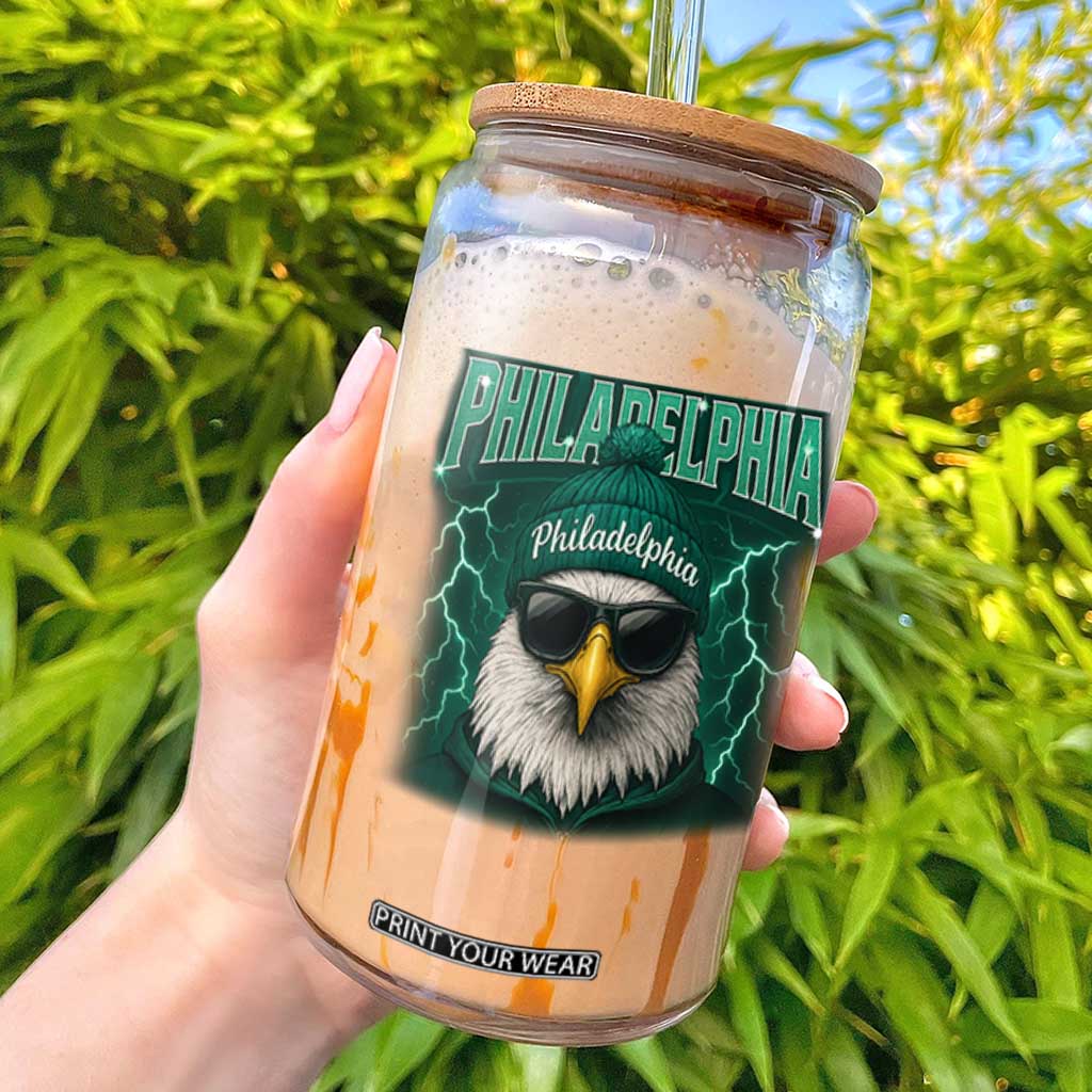 Philadelphia Fan Glass Can Retro Eagle Bootleg Sports Fan TS10 Black Print Your Wear