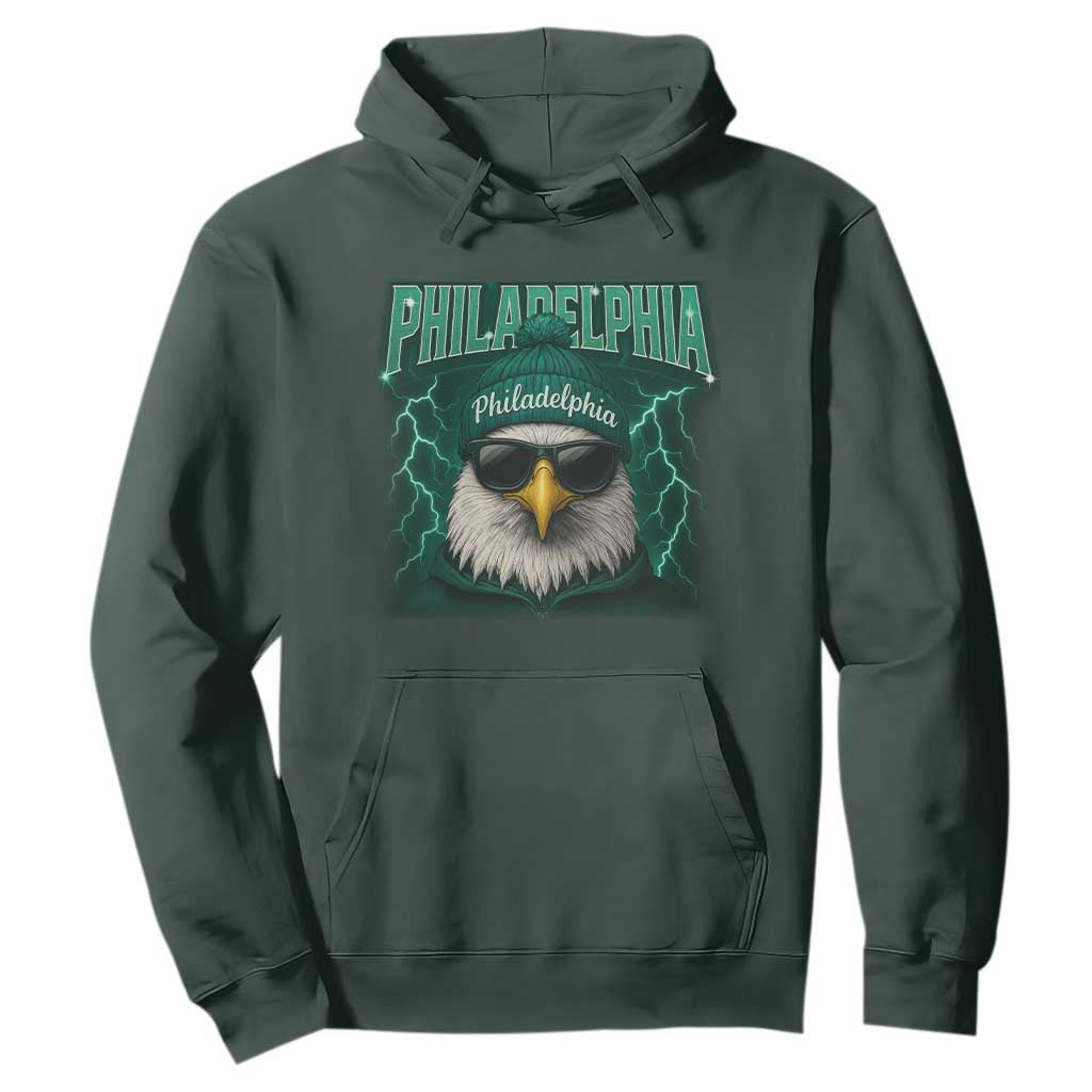 Philadelphia Fan Hoodie Retro Eagle Bootleg Sports Fan TS10 Dark Forest Green Print Your Wear