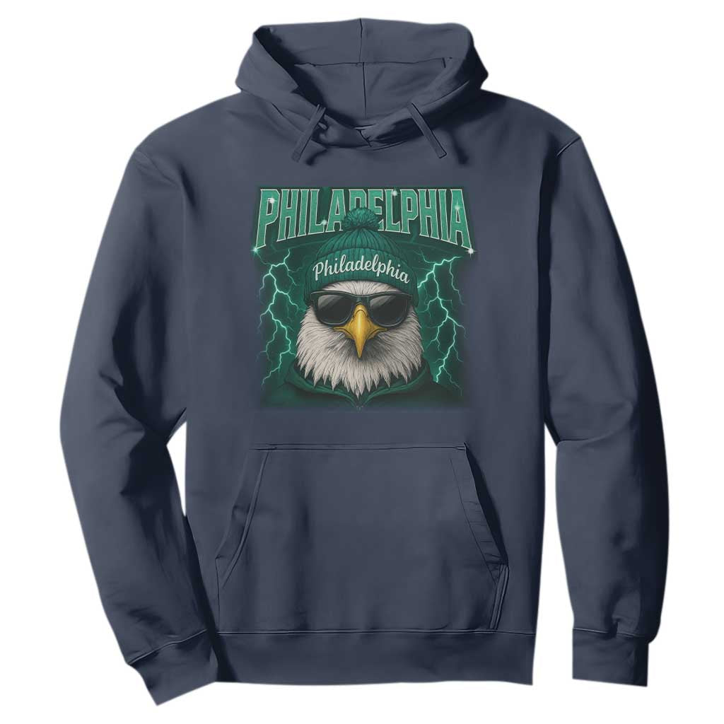 Philadelphia Fan Hoodie Retro Eagle Bootleg Sports Fan TS10 Navy Print Your Wear