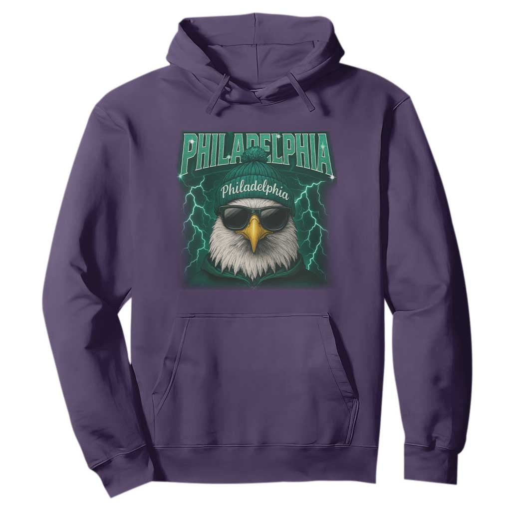 Philadelphia Fan Hoodie Retro Eagle Bootleg Sports Fan TS10 Purple Print Your Wear