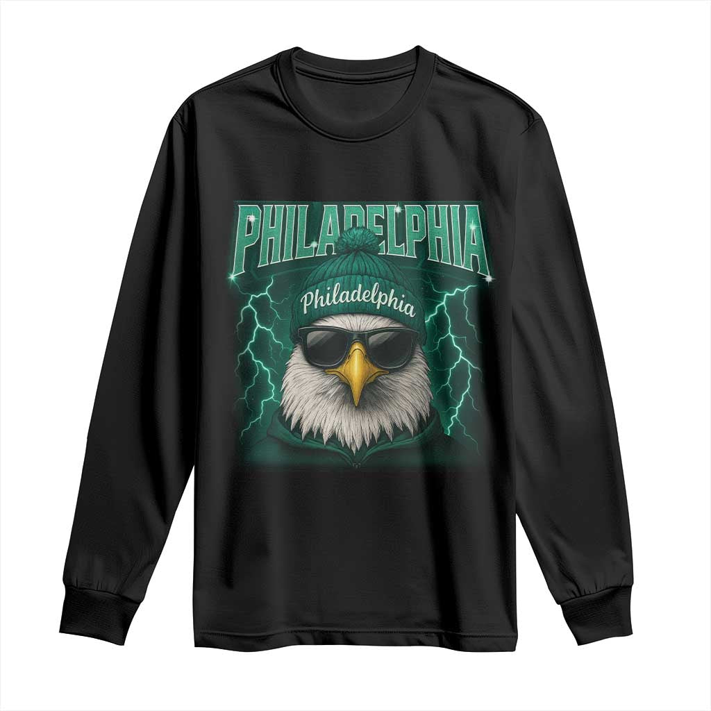 Philadelphia Fan Long Sleeve Shirt Retro Eagle Bootleg Sports Fan TS10 Black Print Your Wear