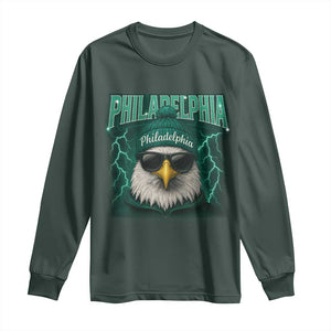 Philadelphia Fan Long Sleeve Shirt Retro Eagle Bootleg Sports Fan TS10 Dark Forest Green Print Your Wear
