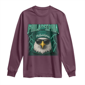 Philadelphia Fan Long Sleeve Shirt Retro Eagle Bootleg Sports Fan TS10 Maroon Print Your Wear