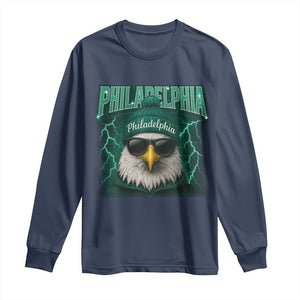 Philadelphia Fan Long Sleeve Shirt Retro Eagle Bootleg Sports Fan TS10 Navy Print Your Wear