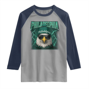 Philadelphia Fan Raglan Shirt Retro Eagle Bootleg Sports Fan TS10 Sport Gray Navy Print Your Wear
