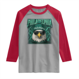 Philadelphia Fan Raglan Shirt Retro Eagle Bootleg Sports Fan TS10 Sport Gray Red Print Your Wear