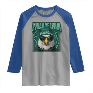 Philadelphia Fan Raglan Shirt Retro Eagle Bootleg Sports Fan TS10 Sport Gray Royal Print Your Wear