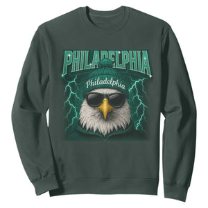 Philadelphia Fan Sweatshirt Retro Eagle Bootleg Sports Fan TS10 Dark Forest Green Print Your Wear