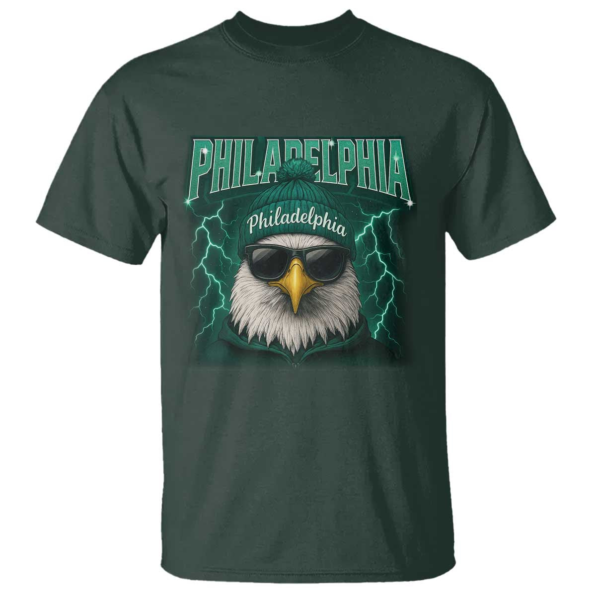 Philadelphia Fan T Shirt Retro Eagle Bootleg Sports Fan TS10 Dark Forest Green Print Your Wear