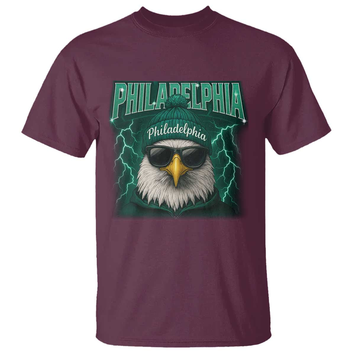 Philadelphia Fan T Shirt Retro Eagle Bootleg Sports Fan TS10 Maroon Print Your Wear