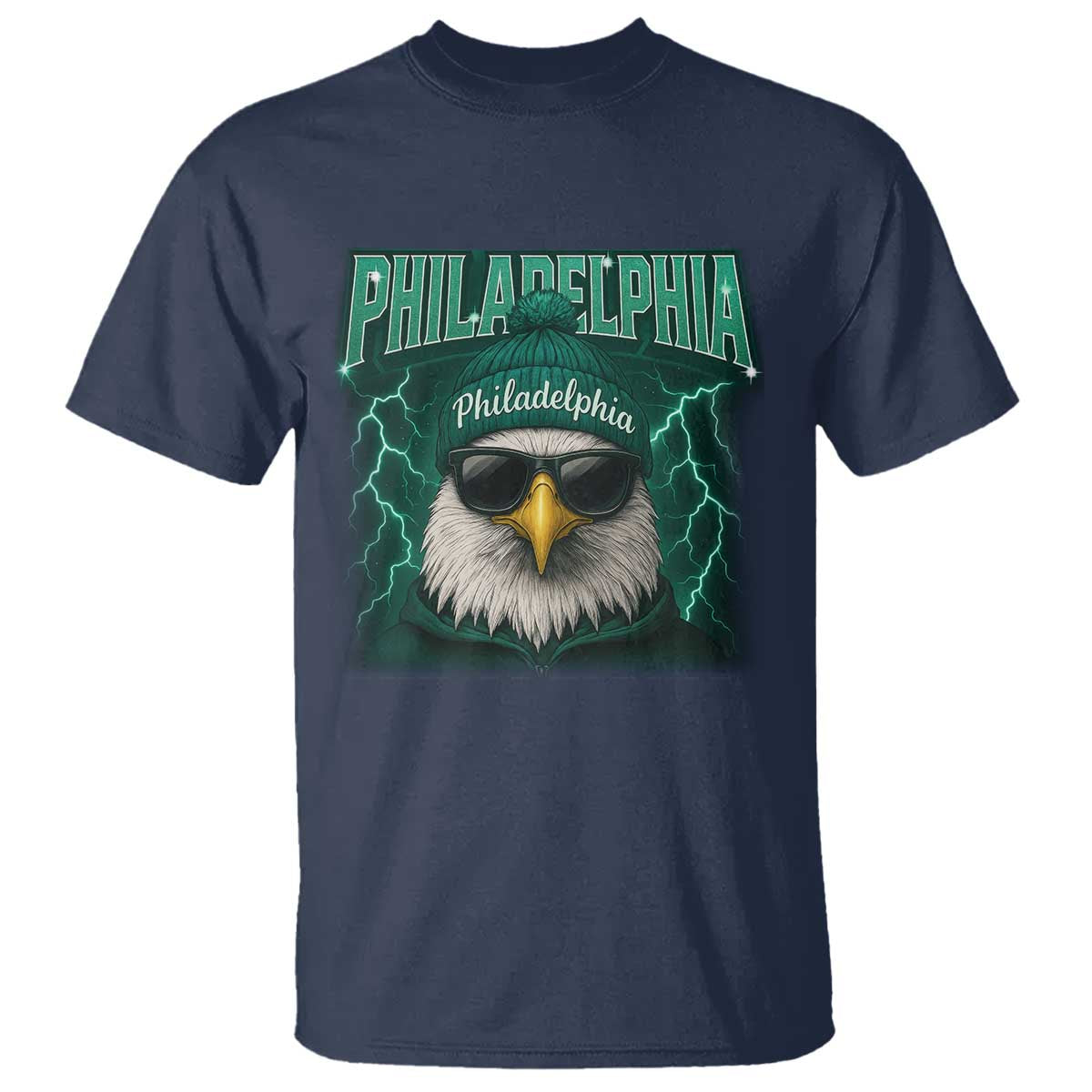Philadelphia Fan T Shirt Retro Eagle Bootleg Sports Fan TS10 Navy Print Your Wear