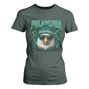 Philadelphia Fan T Shirt For Women Retro Eagle Bootleg Sports Fan TS10 Dark Forest Green Print Your Wear