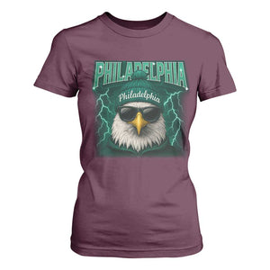 Philadelphia Fan T Shirt For Women Retro Eagle Bootleg Sports Fan TS10 Maroon Print Your Wear
