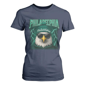 Philadelphia Fan T Shirt For Women Retro Eagle Bootleg Sports Fan TS10 Navy Print Your Wear