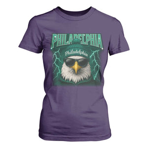 Philadelphia Fan T Shirt For Women Retro Eagle Bootleg Sports Fan TS10 Purple Print Your Wear