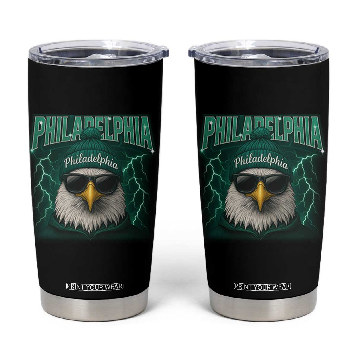 Philadelphia Fan Tumbler Cup Retro Eagle Bootleg Sports Fan TS10 Black Print Your Wear