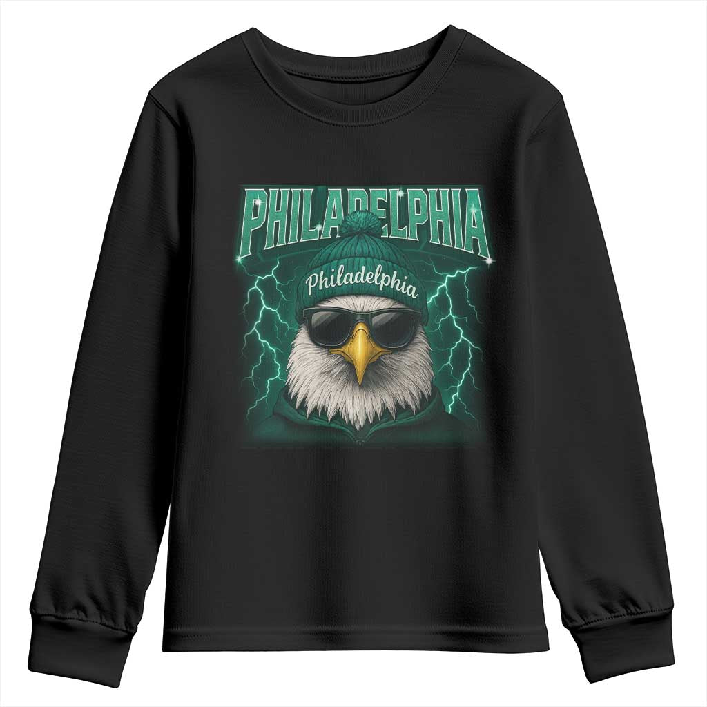 Philadelphia Fan Youth Sweatshirt Retro Eagle Bootleg Sports Fan TS10 Black Print Your Wear