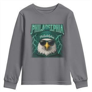 Philadelphia Fan Youth Sweatshirt Retro Eagle Bootleg Sports Fan TS10 Charcoal Print Your Wear