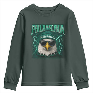 Philadelphia Fan Youth Sweatshirt Retro Eagle Bootleg Sports Fan TS10 Dark Forest Green Print Your Wear