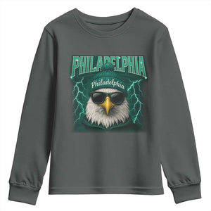 Philadelphia Fan Youth Sweatshirt Retro Eagle Bootleg Sports Fan TS10 Dark Heather Print Your Wear