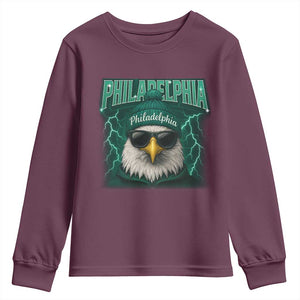 Philadelphia Fan Youth Sweatshirt Retro Eagle Bootleg Sports Fan TS10 Maroon Print Your Wear