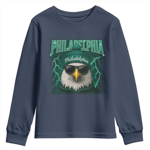 Philadelphia Fan Youth Sweatshirt Retro Eagle Bootleg Sports Fan TS10 Navy Print Your Wear