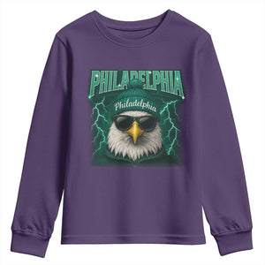 Philadelphia Fan Youth Sweatshirt Retro Eagle Bootleg Sports Fan TS10 Purple Print Your Wear
