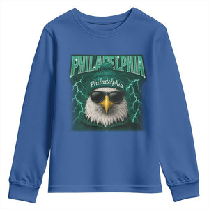 Philadelphia Fan Youth Sweatshirt Retro Eagle Bootleg Sports Fan TS10 Royal Blue Print Your Wear