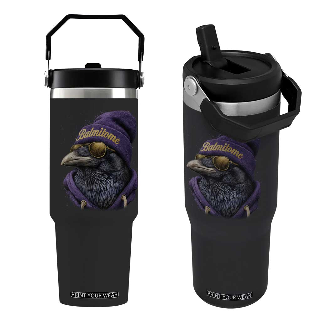 Baltimore Flip Straw Tumbler Vintage Maryland Edgar Allan Poe Raven Game Day TS10 One Size: 30 oz Black Print Your Wear