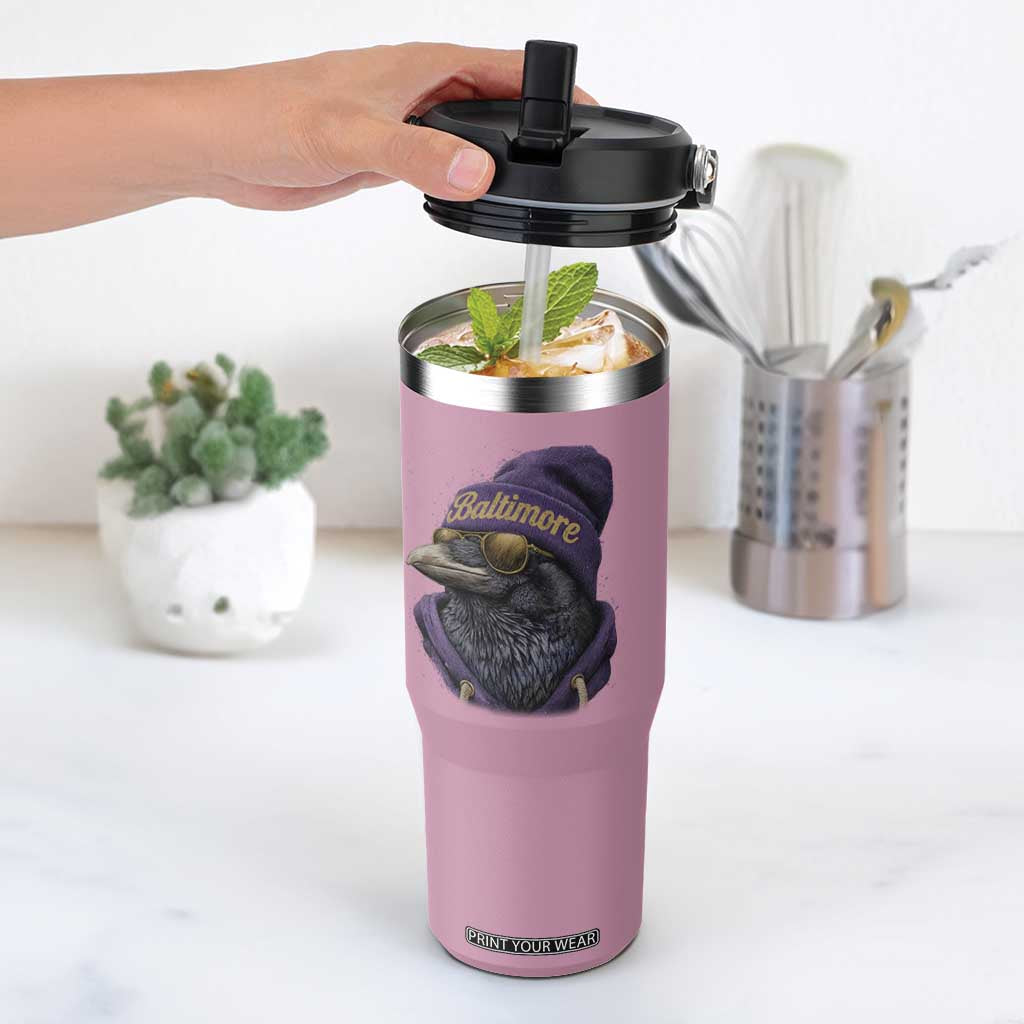RF Football Lover Flip Straw Tumbler Vintage Maryland Edgar Allan Poe The Flock Game Day TS10 One Size: 30 oz Light Pink Print Your Wear