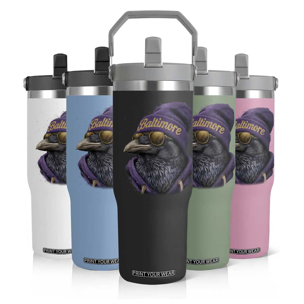 RF Football Lover Flip Straw Tumbler Vintage Maryland Edgar Allan Poe The Flock Game Day TS10 Print Your Wear