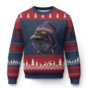 RF Football Lover Ugly Christmas Sweater Vintage Maryland Edgar Allan Poe The Flock Game Day TS10 Navy Red Print Your Wear