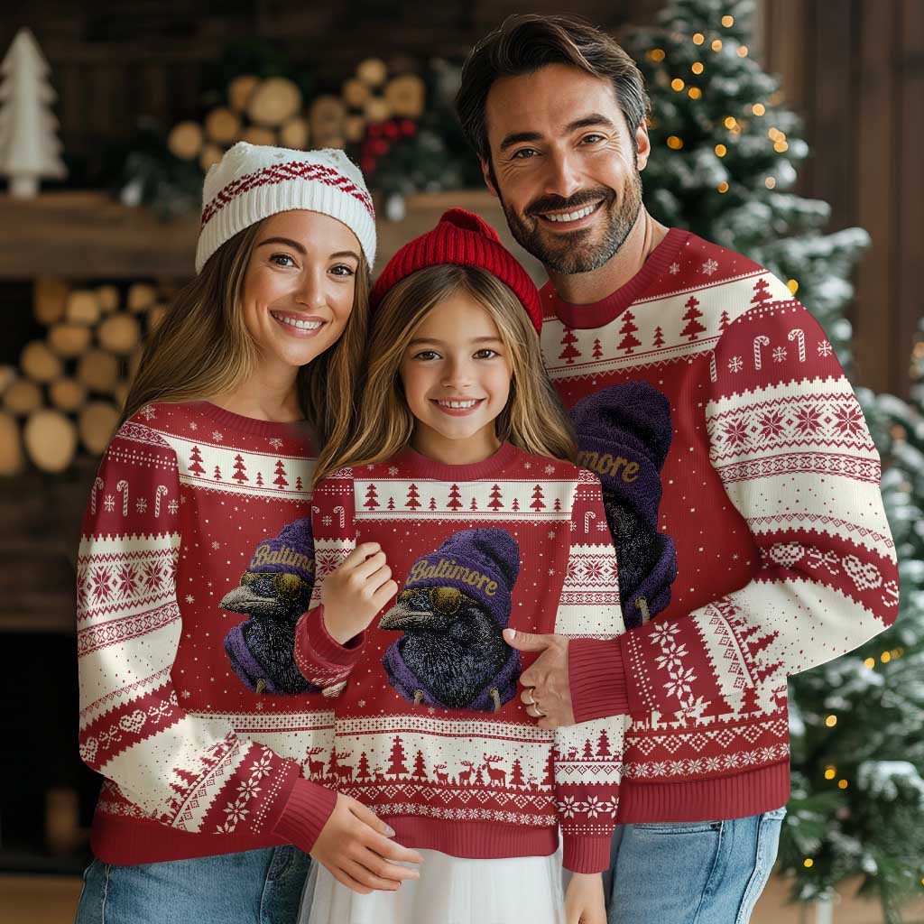 RF Football Lover Ugly Christmas Sweater Vintage Maryland Edgar Allan Poe The Flock Game Day TS10 Red Beige Print Your Wear