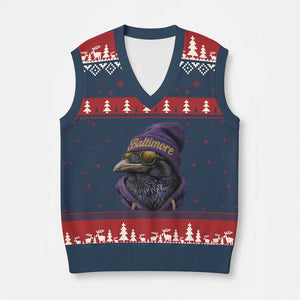 RF Football Lover V-Neck Knit Sweater Vest Vintage Maryland Edgar Allan Poe The Flock Game Day TS10 Navy Red Print Your Wear