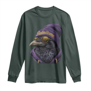 Baltimore Long Sleeve Shirt Vintage Maryland Edgar Allan Poe Raven Game Day TS10 Dark Forest Green Print Your Wear