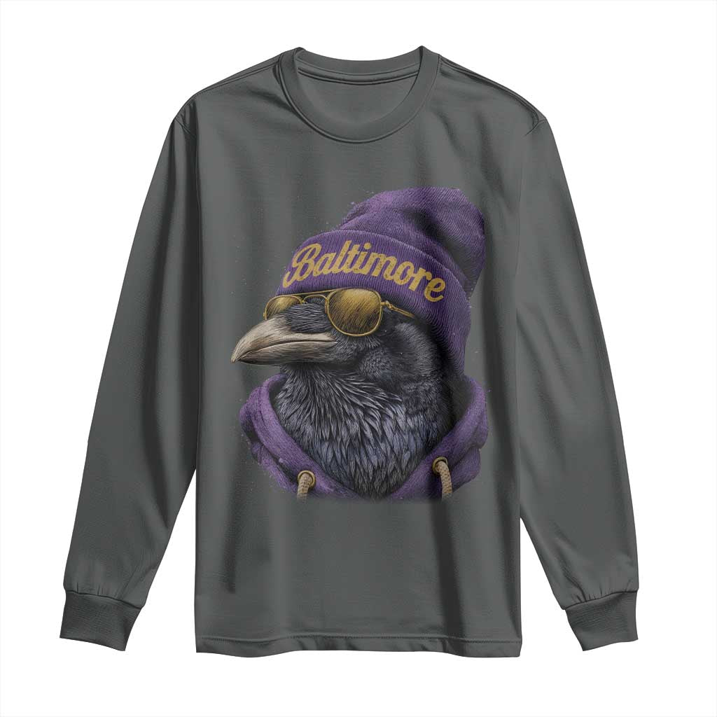 RF Football Lover Long Sleeve Shirt Vintage Maryland Edgar Allan Poe The Flock Game Day TS10 Dark Heather Print Your Wear