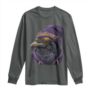 RF Football Lover Long Sleeve Shirt Vintage Maryland Edgar Allan Poe The Flock Game Day TS10 Dark Heather Print Your Wear