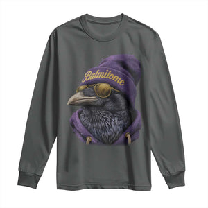 Baltimore Long Sleeve Shirt Vintage Maryland Edgar Allan Poe Raven Game Day TS10 Dark Heather Print Your Wear