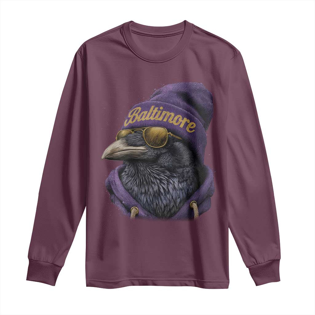 RF Football Lover Long Sleeve Shirt Vintage Maryland Edgar Allan Poe The Flock Game Day TS10 Maroon Print Your Wear